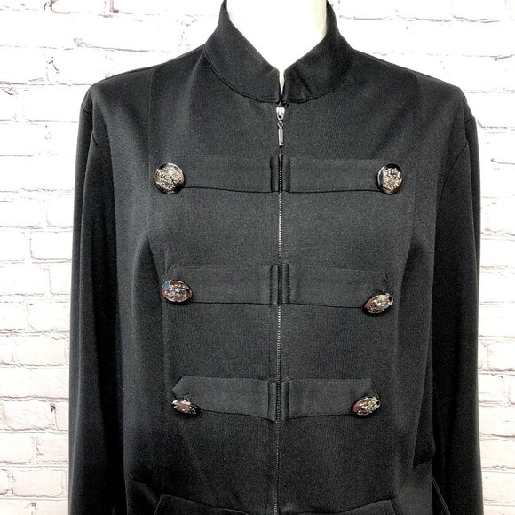 Black Steampunk Military Victorian Style Button Full Zip Long Sleeve Jacket L - Picture 1 of 16
